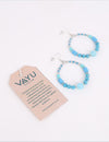 Vayu Earth, handmade, sustainable, ethical, artisan, jewellery, jewellery UK, unique jewellery, fashion accessories, jewellery earrings, handmade earrings, handcrafted earrings, earth jewellery, sustainable earrings, ethical earrings, fashion jewellery earrings,earrings for valentine's day, beaded earrings, beaded jewellery, hoop earrings, turquoise colour, turquoise earrings, earrings with turquoise, glass beaded, turquoise blue earrings