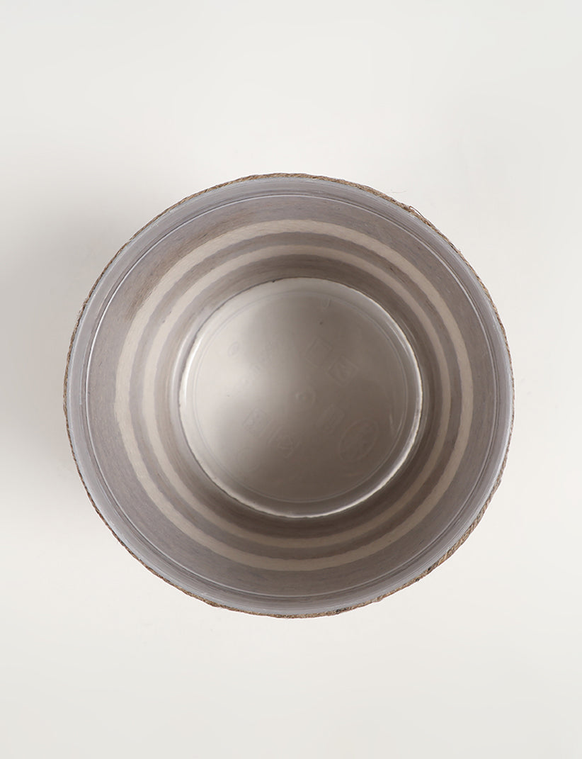 plastic planter liners round Bohemian Round Braided Jute Planter with Plastic Liner – Vayu Earth