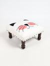 Cat Embroidered & Upholstered Stool with Wood Feet