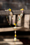 Colourful Glass Beaded Aurora Lariat Y-Drop Brass Necklace