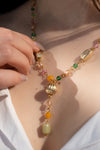 Colourful Glass Beaded Aurora Lariat Y-Drop Brass Necklace