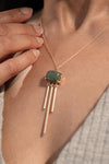Dark Green Aventurine Healing Stone Gold Brass Necklace