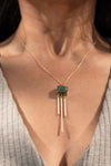 Dark Green Aventurine Healing Stone Gold Brass Necklace