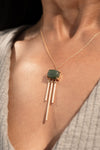 Dark Green Aventurine Healing Stone Gold Brass Necklace