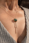 Dark Green Aventurine Healing Stone Gold Brass Necklace