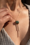 Dark Green Aventurine Healing Stone Gold Brass Necklace