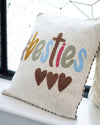 Embroidered Besties Cotton Cushion Cover