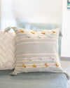 Embroidered Stripes Cushion Cover with Tassels