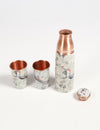 Enamelled Peacock & Hornbill Vintage Copper Bottle & 2 Glasses Set