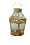 Handcrafted Small Antique Arabic Style Brass Candle Lantern - Gold