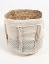 Handwoven Geometric Tasselled Storage Basket - Beige
