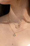 Lunar Star Layered Gold Brass Necklace