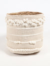 Minimalistic Jute & Cotton Storage Basket -Beige and White