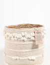 Minimalistic Jute & Cotton Storage Basket -Beige and White