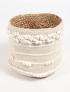 Minimalistic Jute & Cotton Storage Basket -Beige and White