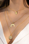 Moon Phases Layered Gold Brass Necklace