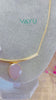 Rose Quartz Arc Pendant Gold Brass Necklace