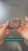 Electric Blue Glass & Sliver Stackable Bracelets (Set of 3)