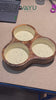Enamelled White Triple Wooden Dip Bowl