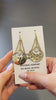 Hammered Brass Crescent Moon Dangle Drop Earrings
