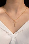 Radiant Cross Pendant Gold Brass Necklace