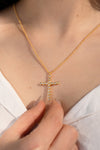 Radiant Cross Pendant Gold Brass Necklace