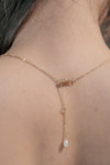 Recycled Brass Hand Charm Lariat Pearl Necklace