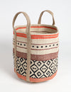 Round Handwoven Jute Beige Maximal Storage Basket With Handles