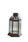 Small Lantern Style Antique Brass Candle Holder - Burnished Brass